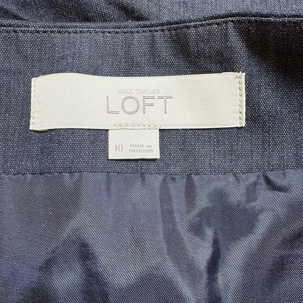 LOFT Womens 10 Blue Pencil Skirt Career Office Aesthetic Cotton Spandex Pockets - Picture 10 of 11
